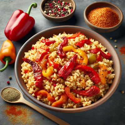 Image of Spiced Bulghar Wheat with Roasted Peppers
