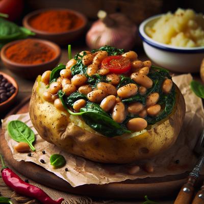 Image of Spiced Butter Bean Spinach and Tomato Topping for Jacket Potato
