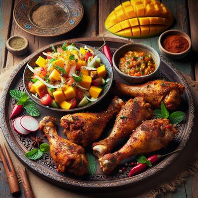 Image of Spiced Chicken Legs with Mango Salad