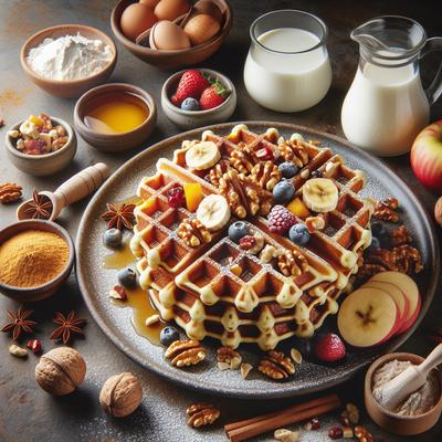Image of Spiced Fruit and Nut Waffles