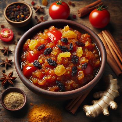 Image of Spiced Ginger Tomato Chutney Relish with Golden Raisins