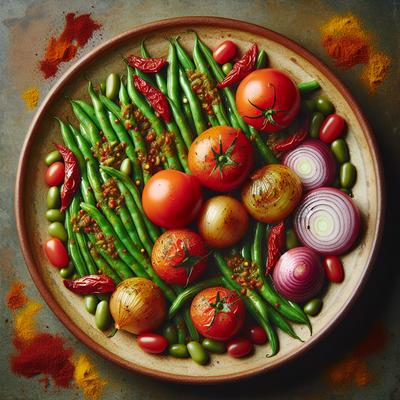 Image of Spiced Green Beans with Tomato Onions