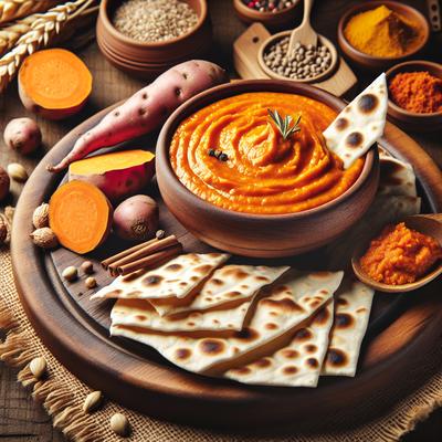 Image of Spiced Kumara Sweet Potato Dip with Crisp Flatbread