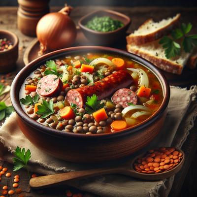Image of Spiced Lentil Chicken Sausage Soup