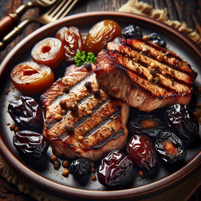 Image of Spiced Pork Loin Steaks with Prunes