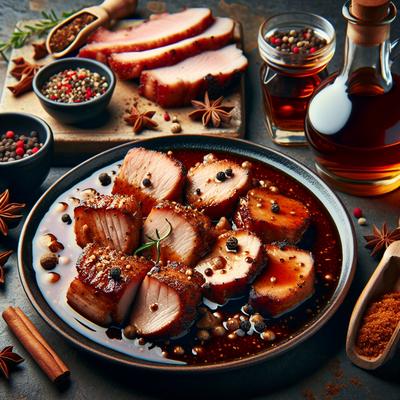 Image of Spiced Pork with Bourbon Reduction Sauce
