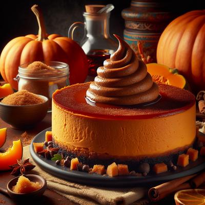 Image of Spiced Pumpkin Cheesecake with Brown Sugar Bourbon Cream