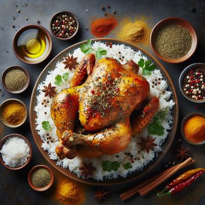 Image of Spiced Roast Chicken with Fragrant Jasmine Rice