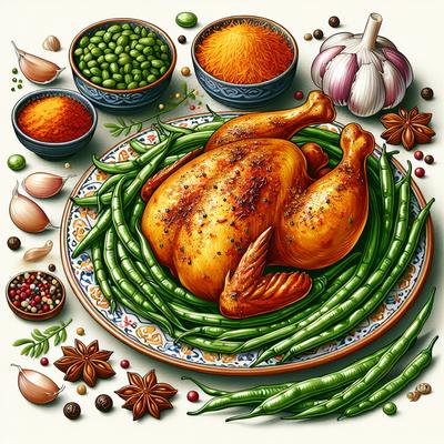 Image of Spiced Saffron Chicken and Green Beans