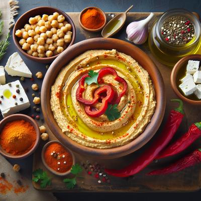 Image of Spiced Sweet Roasted Red Pepper Feta Hummus