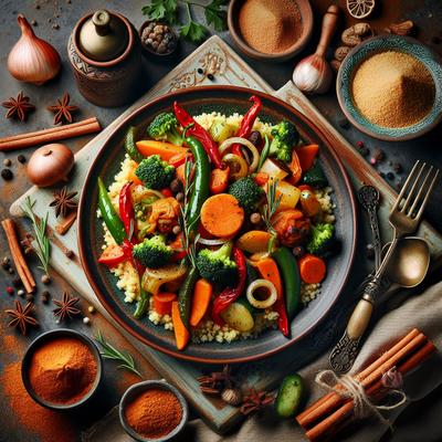 Image of Spiced Vegetables Over Cinnamon Couscous