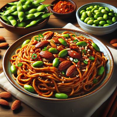Image of Spicy Almond Soba Noodles with Edamame