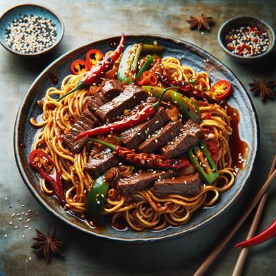Image of Spicy Asian Beef and Noodles
