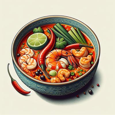Image of Spicy Asian Chicken and Shrimp Soup