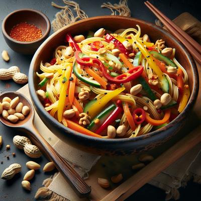 Image of Spicy Asian Pasta Salad with Peanuts
