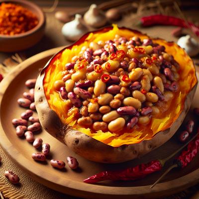 Image of Spicy Beans on Baked Sweet Potato
