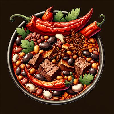 Image of Spicy Beef and Bean Soup with Oven Roasted Peppers
