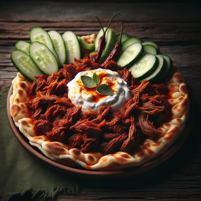 Image of Spicy Beef Flatbread with Yogurt Cucumbers