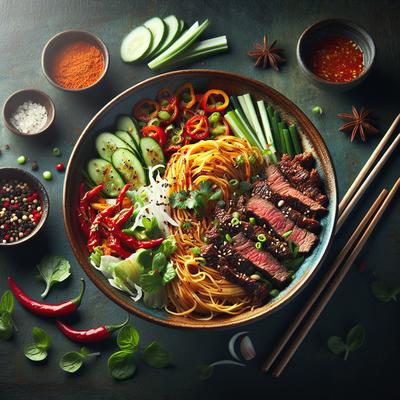 Image of Spicy Beef or Chicken Asian Noodle Salad