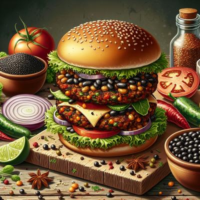 Image of Spicy Black Bean and Lentil Burgers