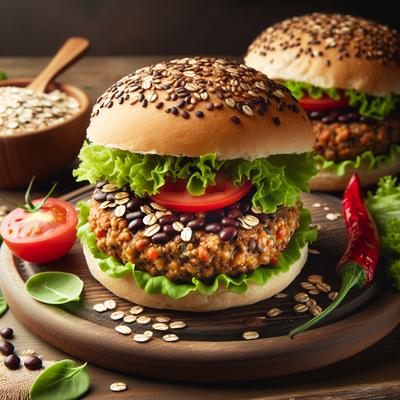Image of Spicy Black Bean Burgers with Oats