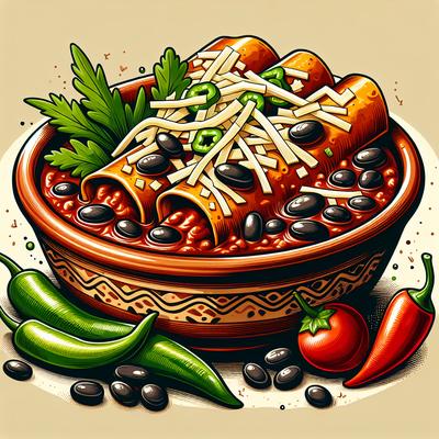 Image of Spicy Black Bean Green Chili Cheese Enchiladas