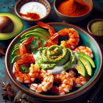 Image of Spicy Boiled Shrimp with Creamy Buttermilk Avocado Sauce