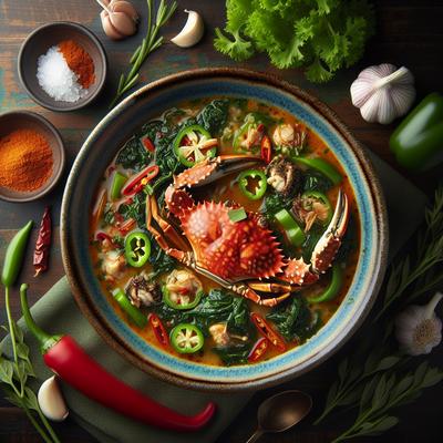 Image of Spicy Cajun Crab and Greens Soup
