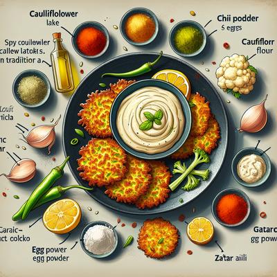 Image of Spicy Cauliflower Latkes with Za Atar Aioli