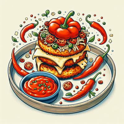 Image of Spicy Cheesy Crab Cakes with Roasted Red Pepper Sauce