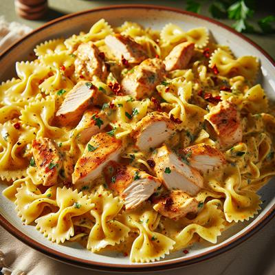 Image of Spicy Chicken Bow Tie Pasta in Cream Sauce