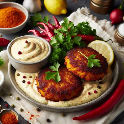 Image of Spicy Chicken Cakes with Horseradish Aioli