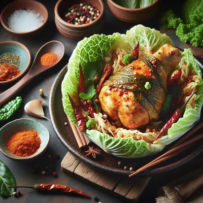 Image of Spicy Chicken in Cabbage Leaves