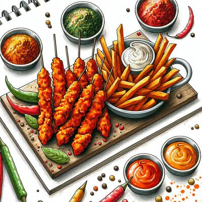 Image of Spicy Chicken Sticks with 3 Dipping Sauces