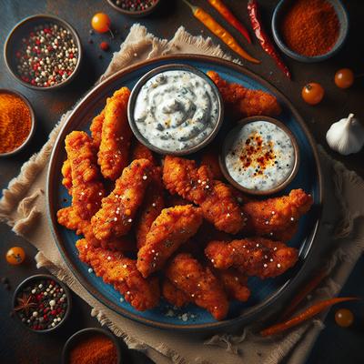 Image of Spicy Chicken Tenders with Blue Cheese Dipping Sauce