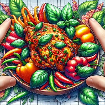Image of Spicy Chicken with Peppers and Basil