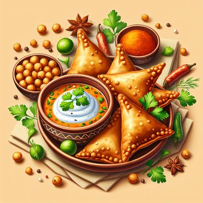 Image of Spicy Chickpea Samosas with Raita