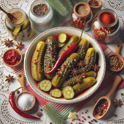 Image of Spicy Christmas Pickles No Cook