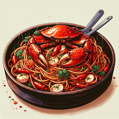 Image of Spicy Crab Over Pasta