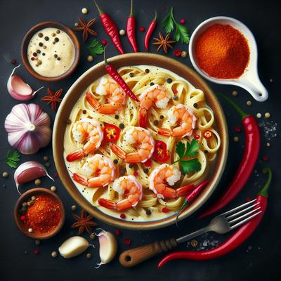 Image of Spicy Creamy Low Fat Shrimp Pasta