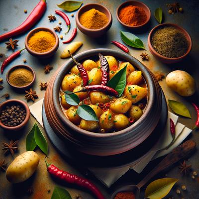 Image of Spicy Curried Potatoes Oorla Kayanga Kari