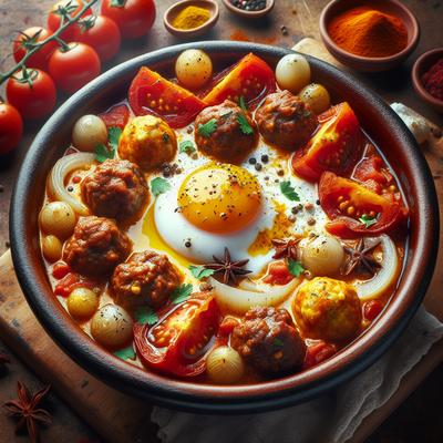 Spicy Egg Meatball and Tomato Tagine Kefta Mkaouara