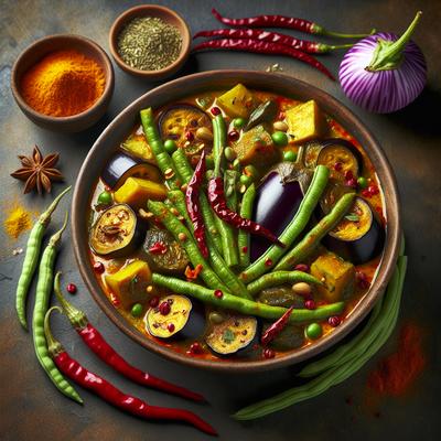 Image of Spicy Eggplant and Green Bean Curry