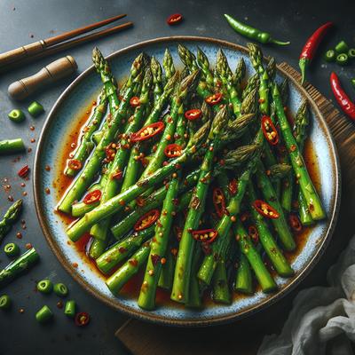Image of Spicy Fried Asparagus Stalks