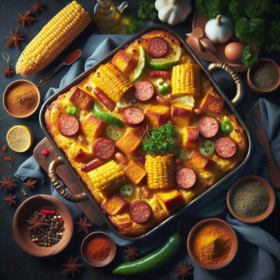 Image of Spicy Fried Corn and Sausage Casserole