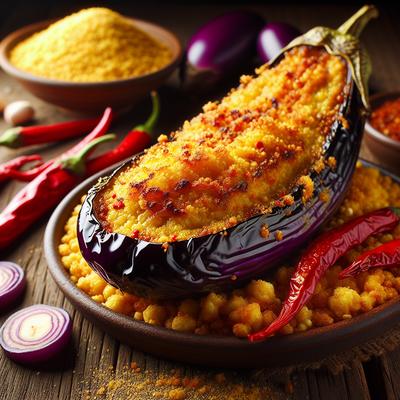 Image of Spicy Fried Eggplant Aubergine in Cornmeal