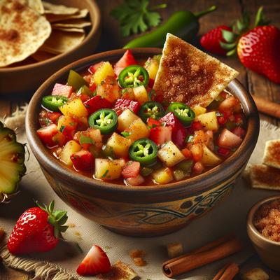 Image of Spicy Fruit Salsa with Cinnamon Sugar Pita Chips