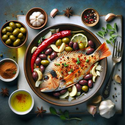 Image of Spicy Garlic Ginger Tilapia with Kalamata Olives