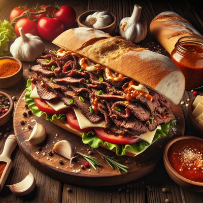 Image of Spicy Garlic Italian Beef Sandwiches