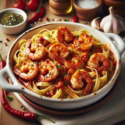Image of Spicy Garlic Shrimp with Fettuccine